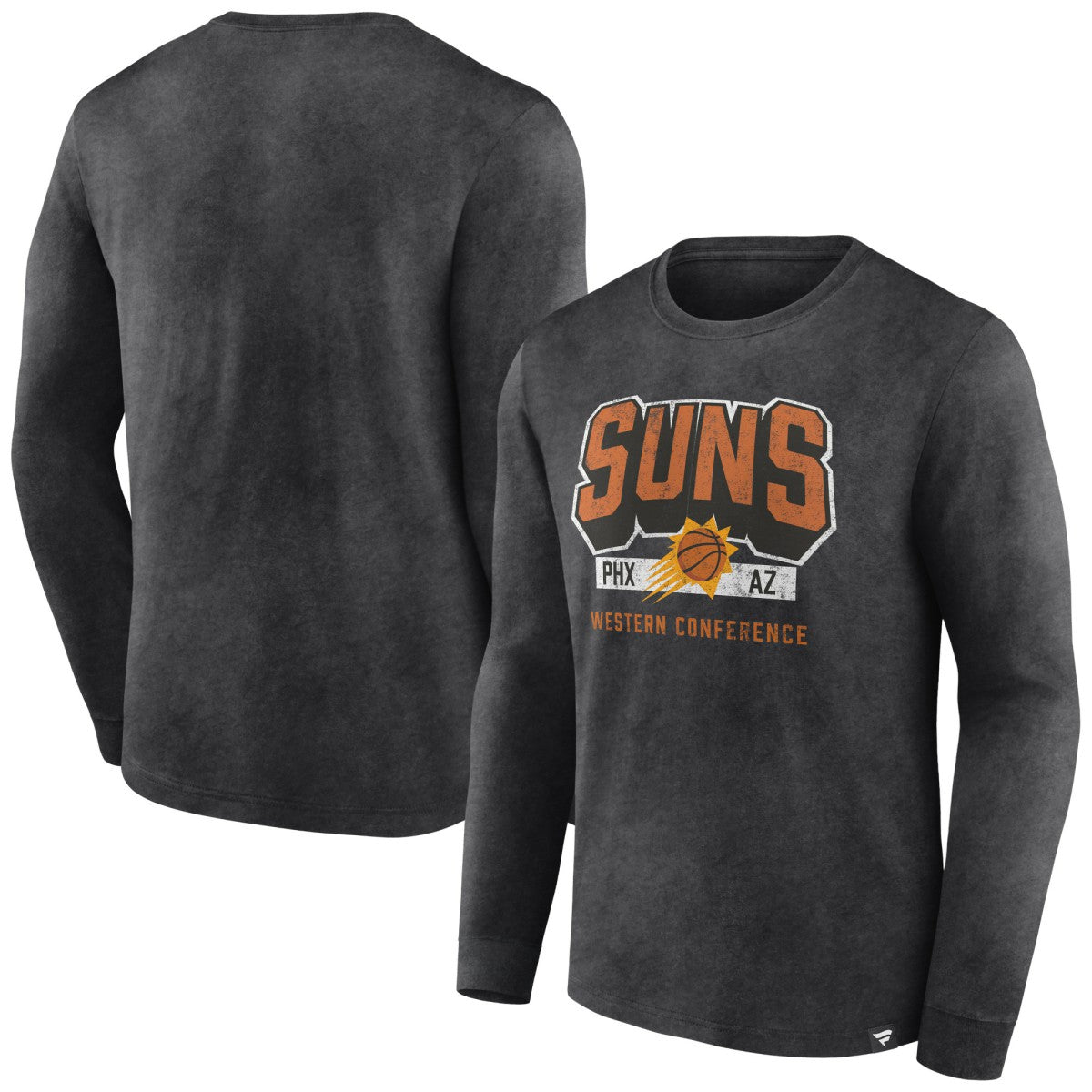Phoenix Suns Front Court Press Snow Wash Long Sleeve T-Shirt - Heather Charcoal on sale