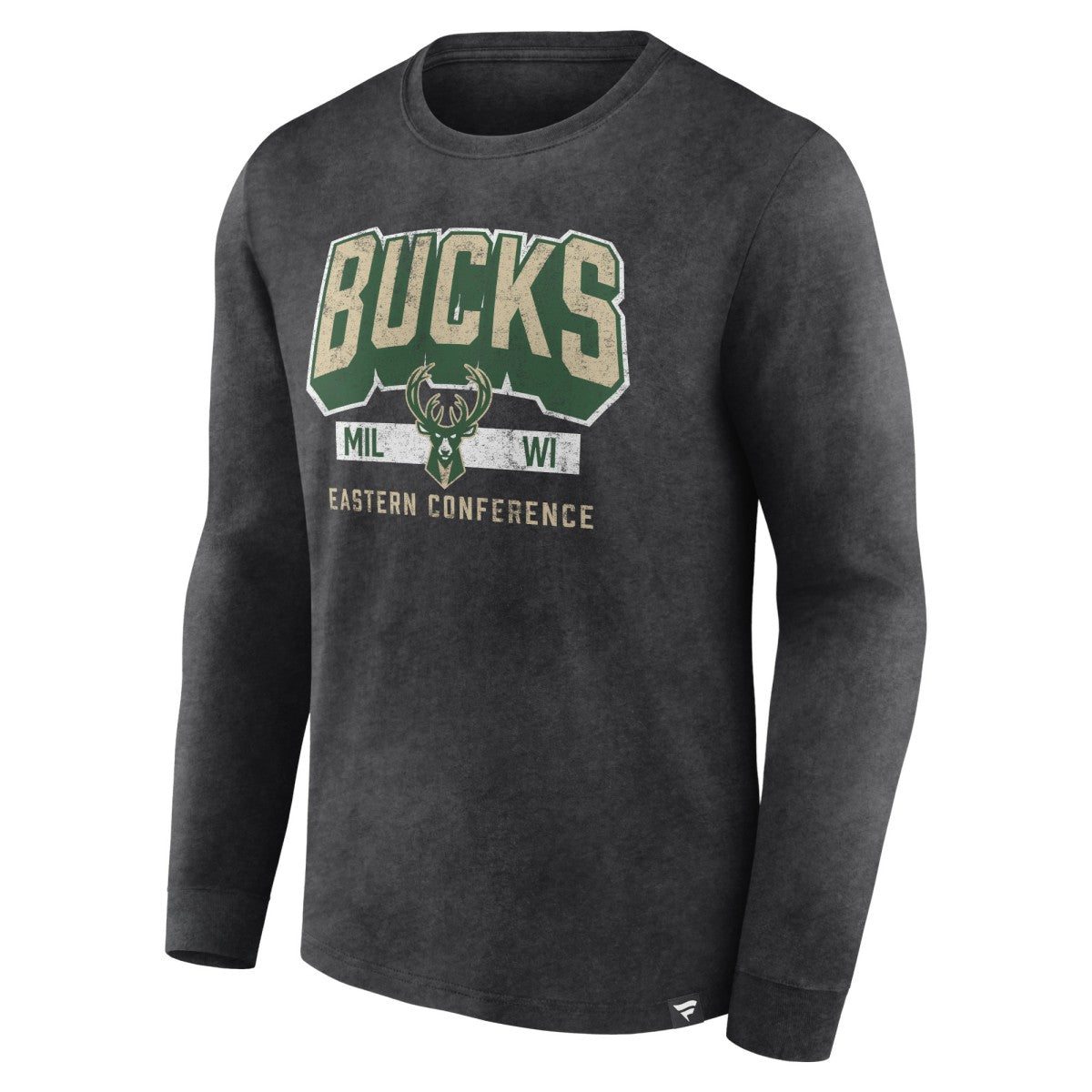 Milwaukee Bucks Front Court Press Snow Wash Long Sleeve T-Shirt - Heather Charcoal sale
