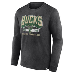 Milwaukee Bucks Front Court Press Snow Wash Long Sleeve T-Shirt - Heather Charcoal sale