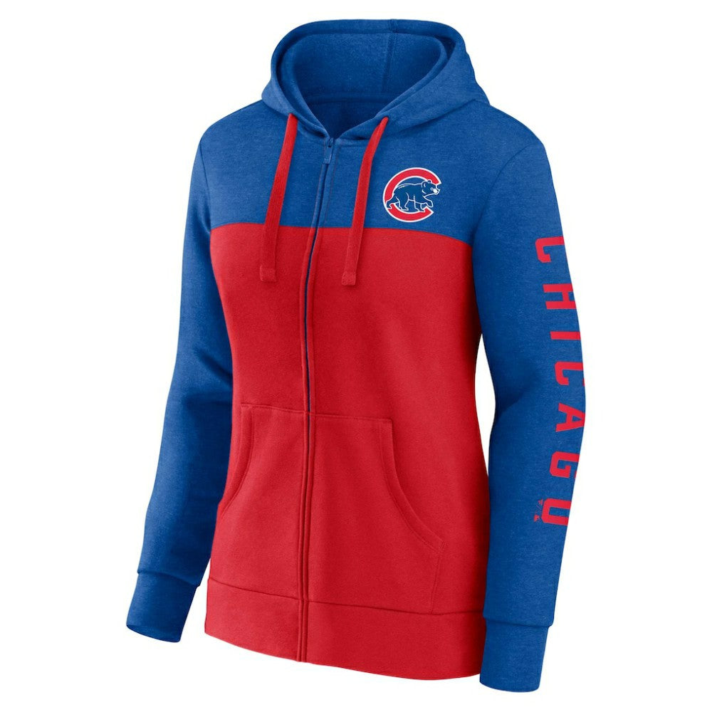 Chicago Cubs Women's City Ties Hoodie Full-Zip Sweatshirt Royal/Red