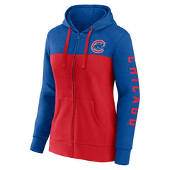 Chicago Cubs Women's City Ties Hoodie Full-Zip Sweatshirt Royal/Red