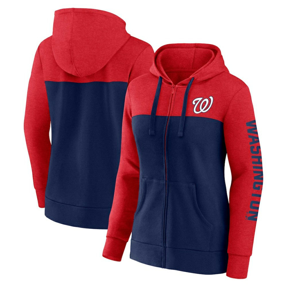 Washington Nationals Women's City Ties Hoodie Full-Zip Sweatshirt Red/Navy
