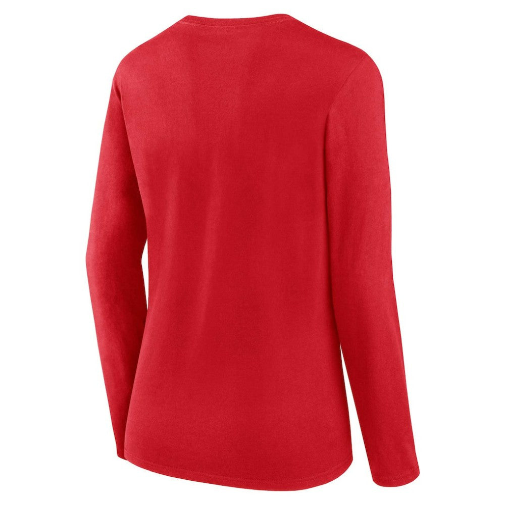 Washington Nationals Women's Run The Bases Long Sleeve T-Shirt & Cuffed Knit Hat with Pom Combo Set Red