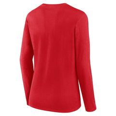 Washington Nationals Women's Run The Bases Long Sleeve T-Shirt & Cuffed Knit Hat with Pom Combo Set Red