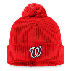 Washington Nationals Women's Run The Bases Long Sleeve T-Shirt & Cuffed Knit Hat with Pom Combo Set Red