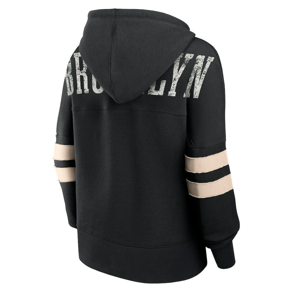 Brooklyn Nets Women's Bold Move Dolman V-Neck High Hip Hoodie - Black sale