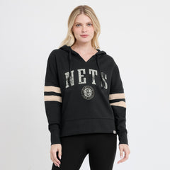 Brooklyn Nets Women's Bold Move Dolman V-Neck High Hip Hoodie - Black sale