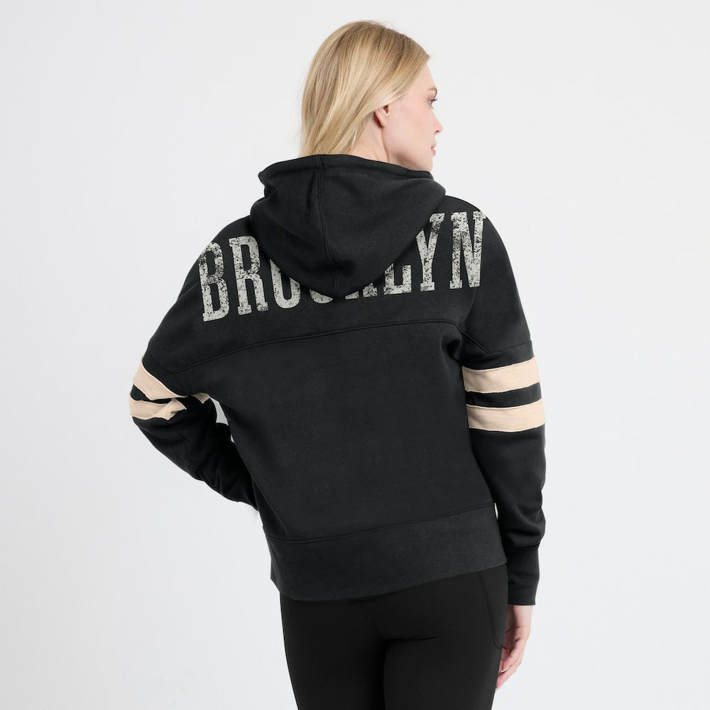 Brooklyn Nets Women's Bold Move Dolman V-Neck High Hip Hoodie - Black sale