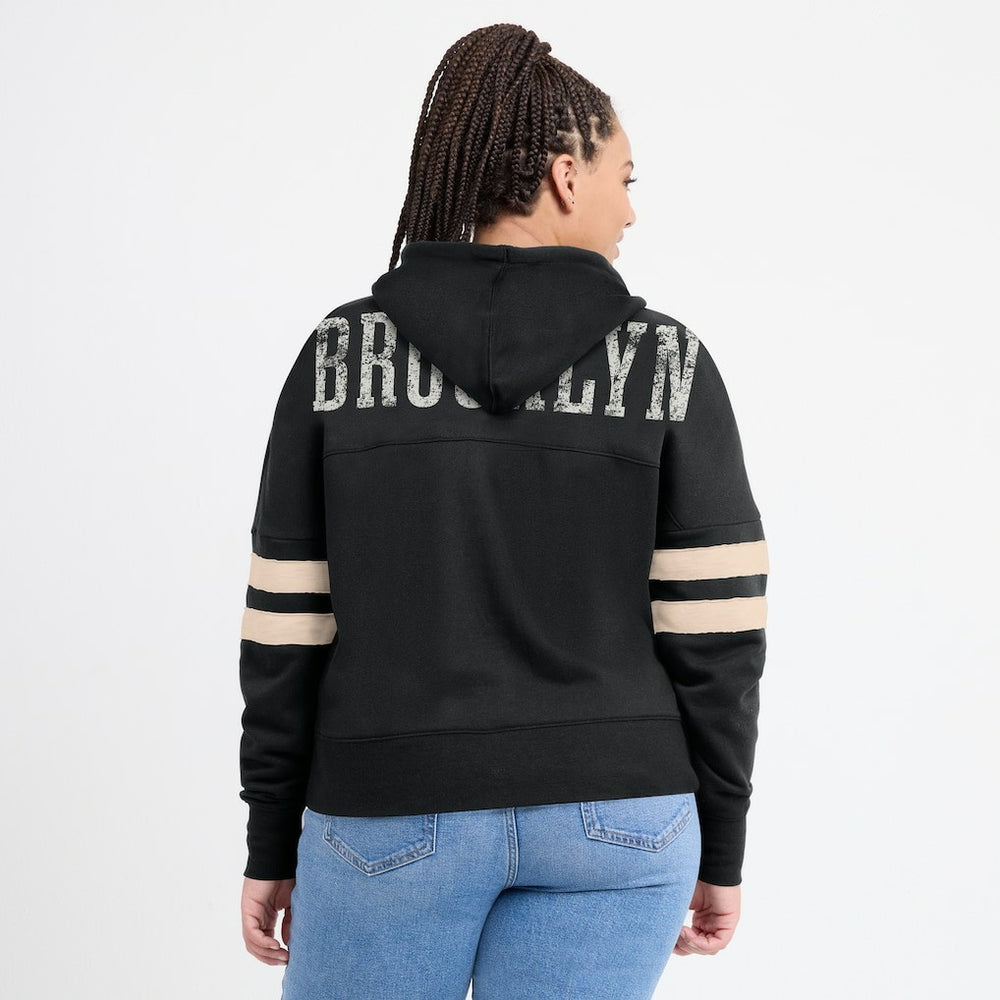 Brooklyn Nets Women's Bold Move Dolman V-Neck High Hip Hoodie - Black sale