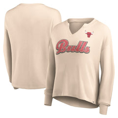 Chicago Bulls Women's Go For It Long Sleeve Notch Neck T-Shirt sale - Tan shop