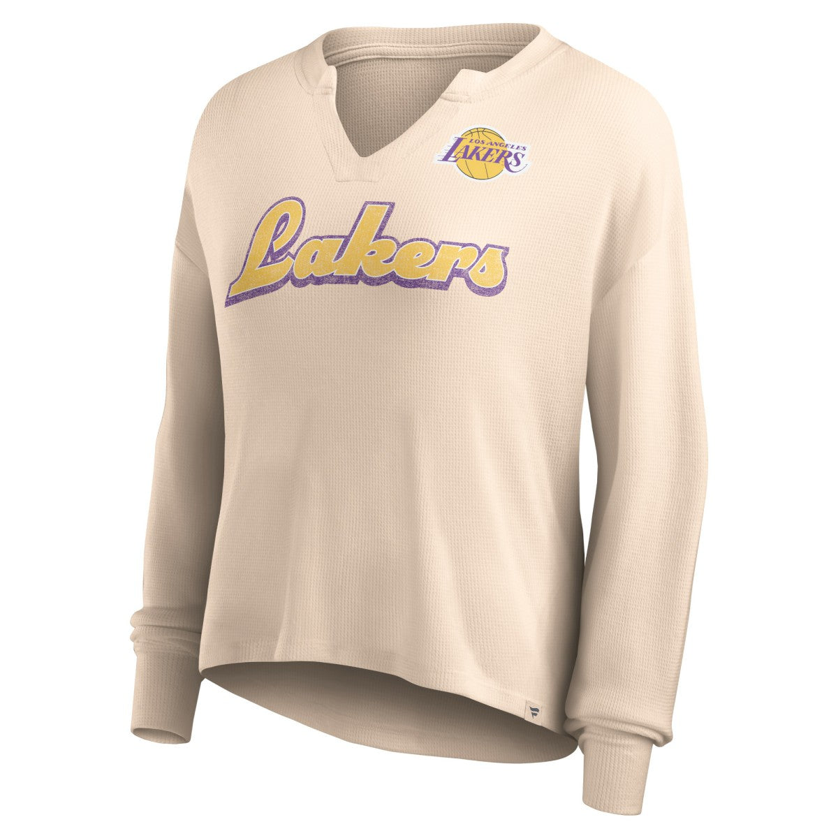 Los Angeles Lakers Women's Go For It Long Sleeve Notch Neck T-Shirt - Tan shop
