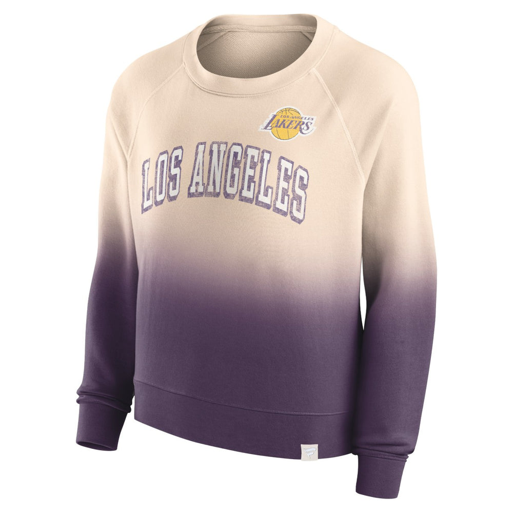 Los Angeles Lakers Women's Lounge Arch Raglan Pullover Sweatshirt - Tan/Purple cheap