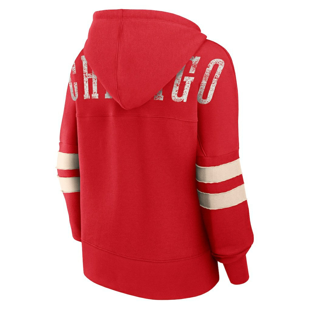 Chicago Bulls Women's Bold Move Dolman V-Neck High Hip Hoodie - Red sale