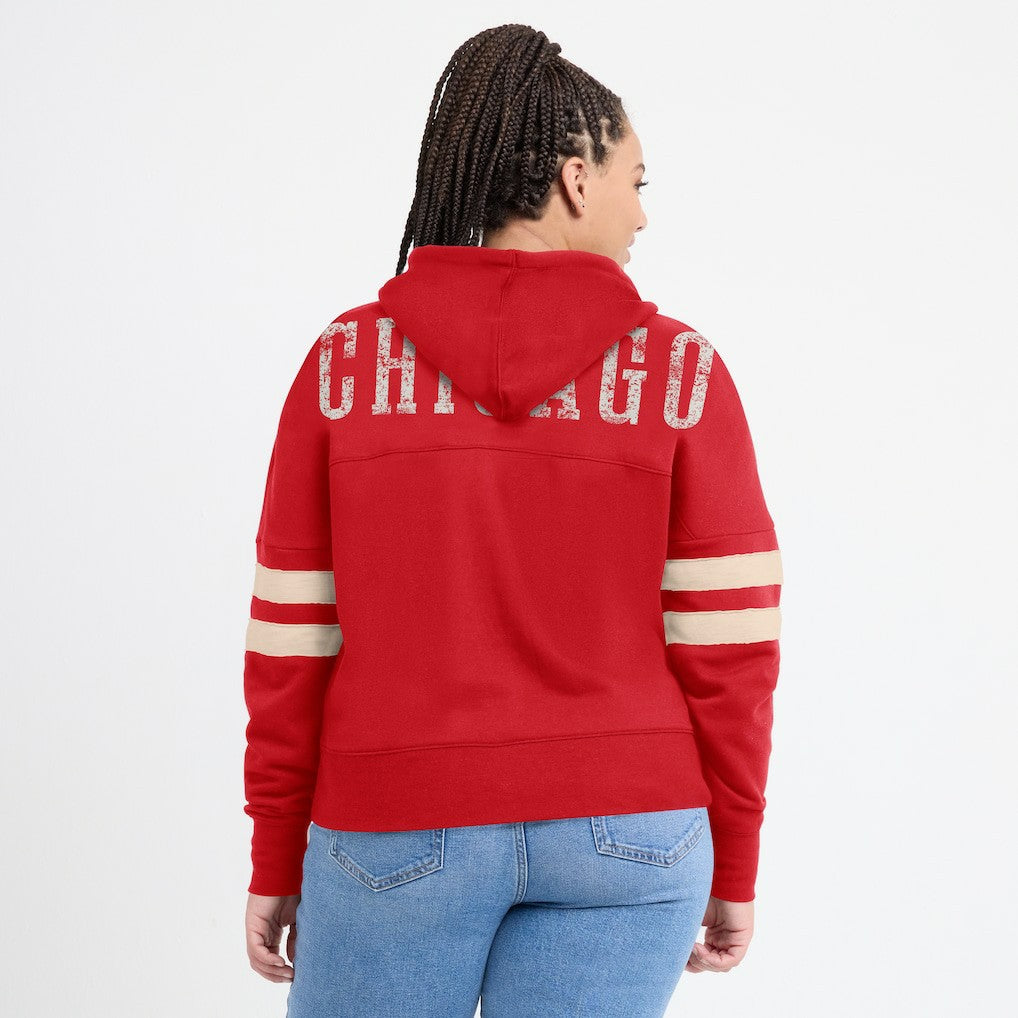 Chicago Bulls Women's Bold Move Dolman V-Neck High Hip Hoodie - Red sale