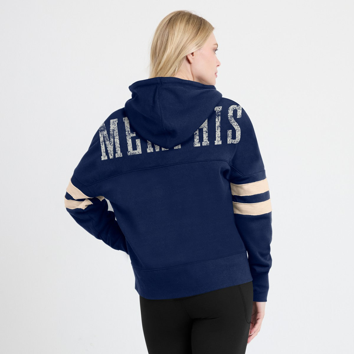 Memphis Grizzlies Women's Bold Move Dolman V-Neck High Hip Hoodie - Navy sale