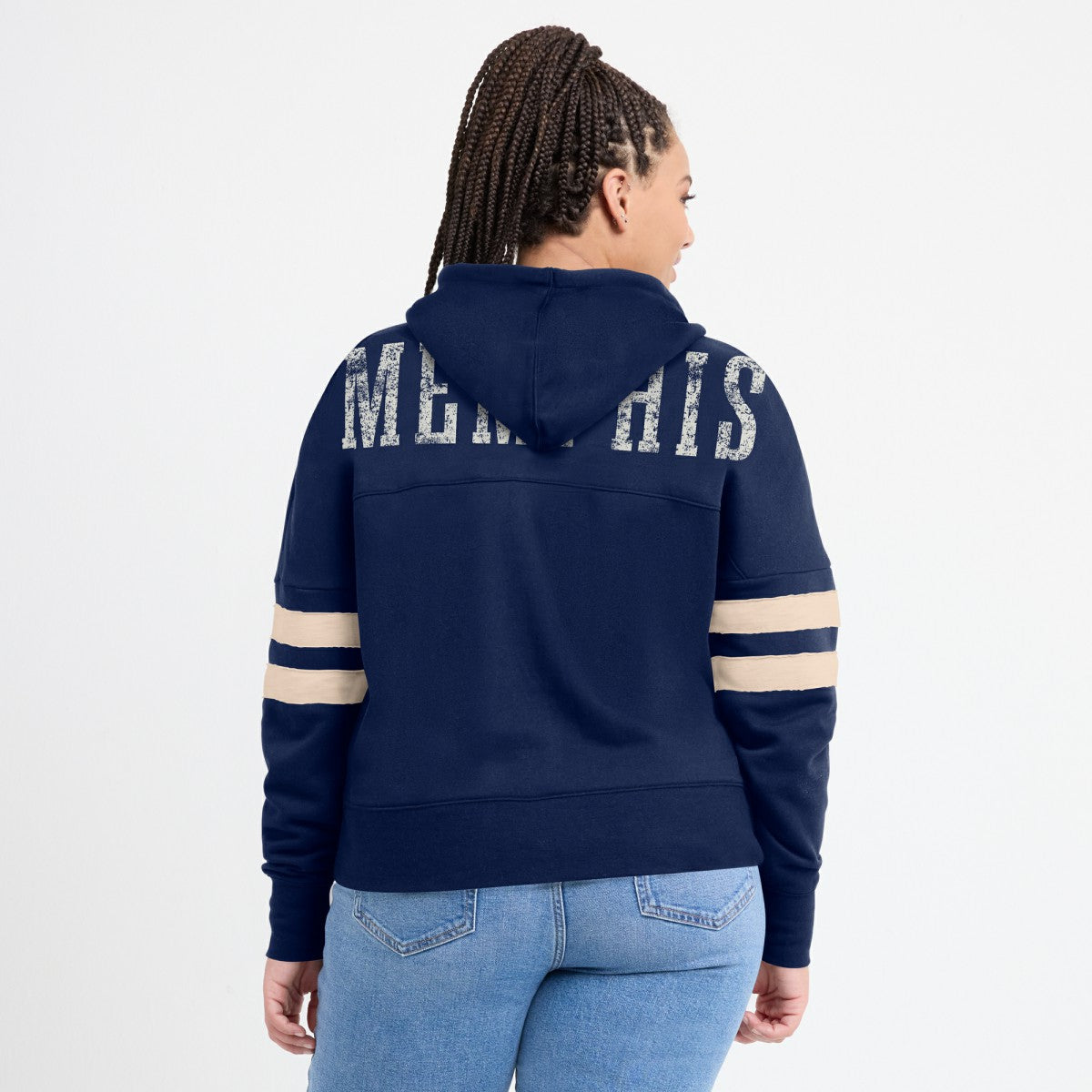 Memphis Grizzlies Women's Bold Move Dolman V-Neck High Hip Hoodie - Navy sale