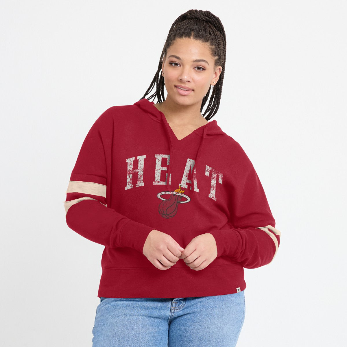 Miami Heat Women's Bold Move Dolman V-Neck High Hip Hoodie - Red for sale