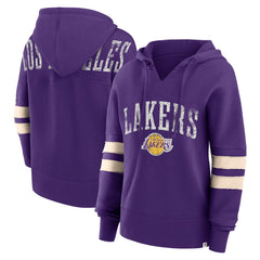 Los Angeles Lakers Women's Bold Move Dolman V-Neck High Hip Hoodie - Purple for sale