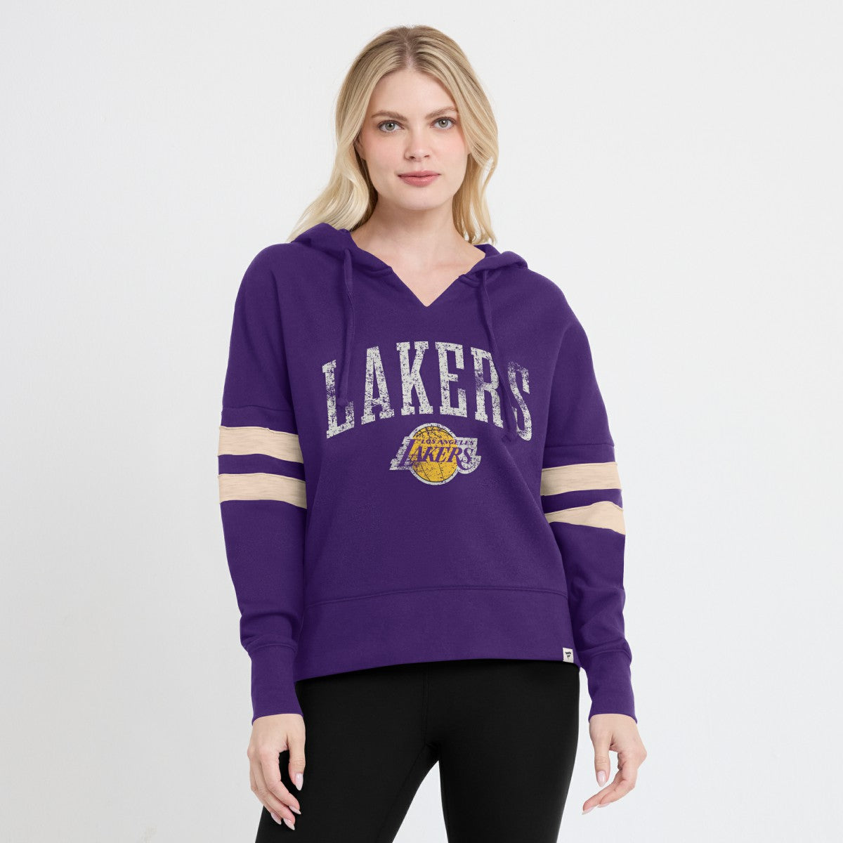 Los Angeles Lakers Women's Bold Move Dolman V-Neck High Hip Hoodie - Purple for sale