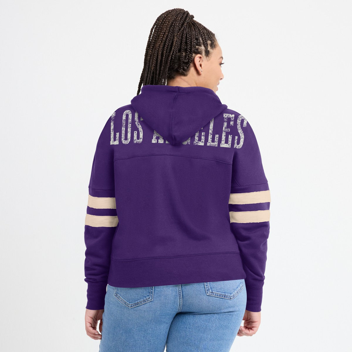 Los Angeles Lakers Women's Bold Move Dolman V-Neck High Hip Hoodie - Purple for sale