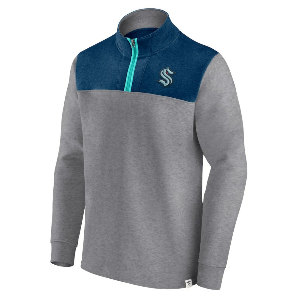 Seattle Kraken Fanatics Launch It Quarter-Zip Jacket - Heather Gray Jackets