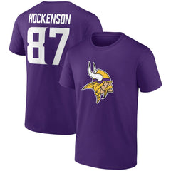 T.J. Hockenson Minnesota Vikings Icon Player Name & Number T-Shirt - Purple sale