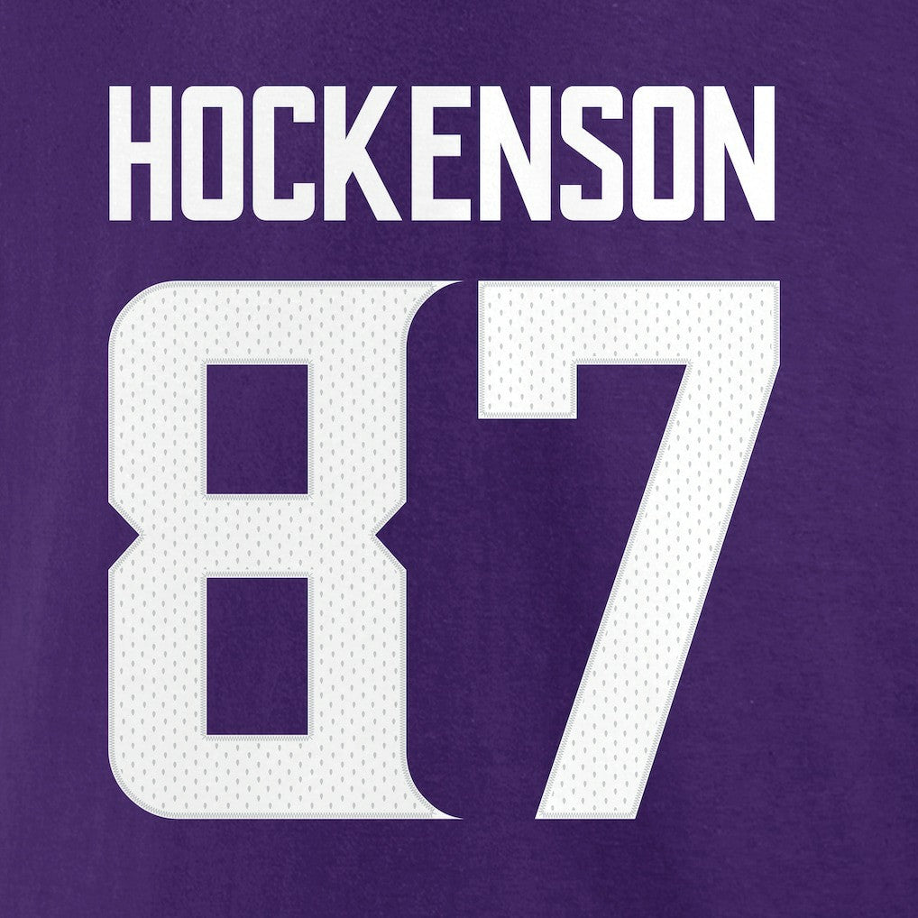 T.J. Hockenson Minnesota Vikings Icon Player Name & Number T-Shirt - Purple sale