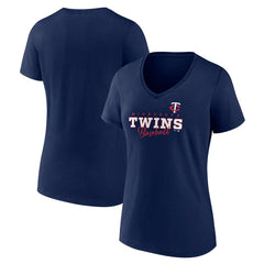 Minnesota Twins Women's Back In Business V-Neck T-Shirt Navy