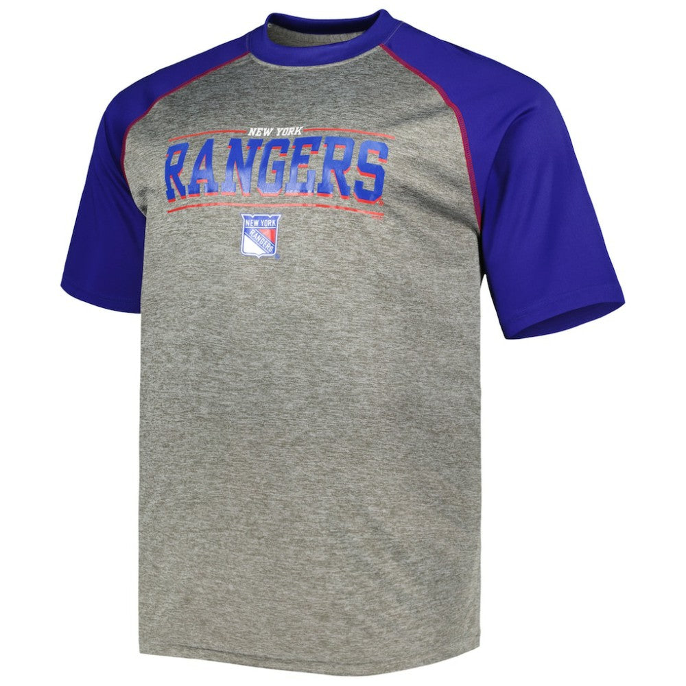 Mika Zibanejad New York Rangers Fanatics Big & Tall Contrast Raglan Name & Number T-Shirt - Heather Gray/Blue T-shirts