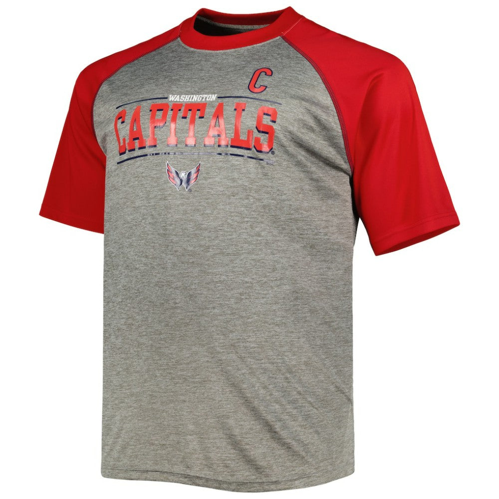 Alexander Ovechkin Washington Capitals Fanatics Big & Tall Captain Patch Contrast Raglan Name & Number T-Shirt - Heather Gray/Red T-shirts