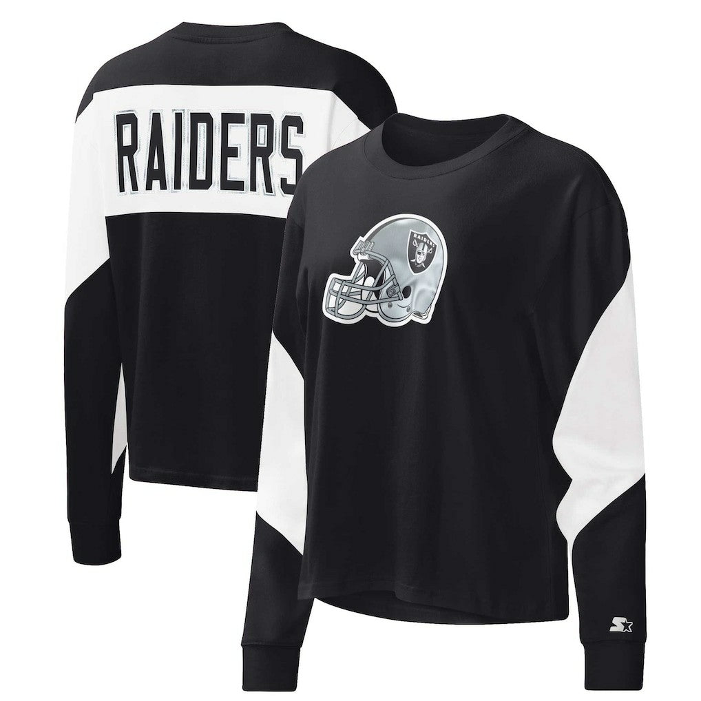 Las Vegas Raiders Starter Women's Insight Crop Tri-Blend Long Sleeve T-Shirt - Black on sale