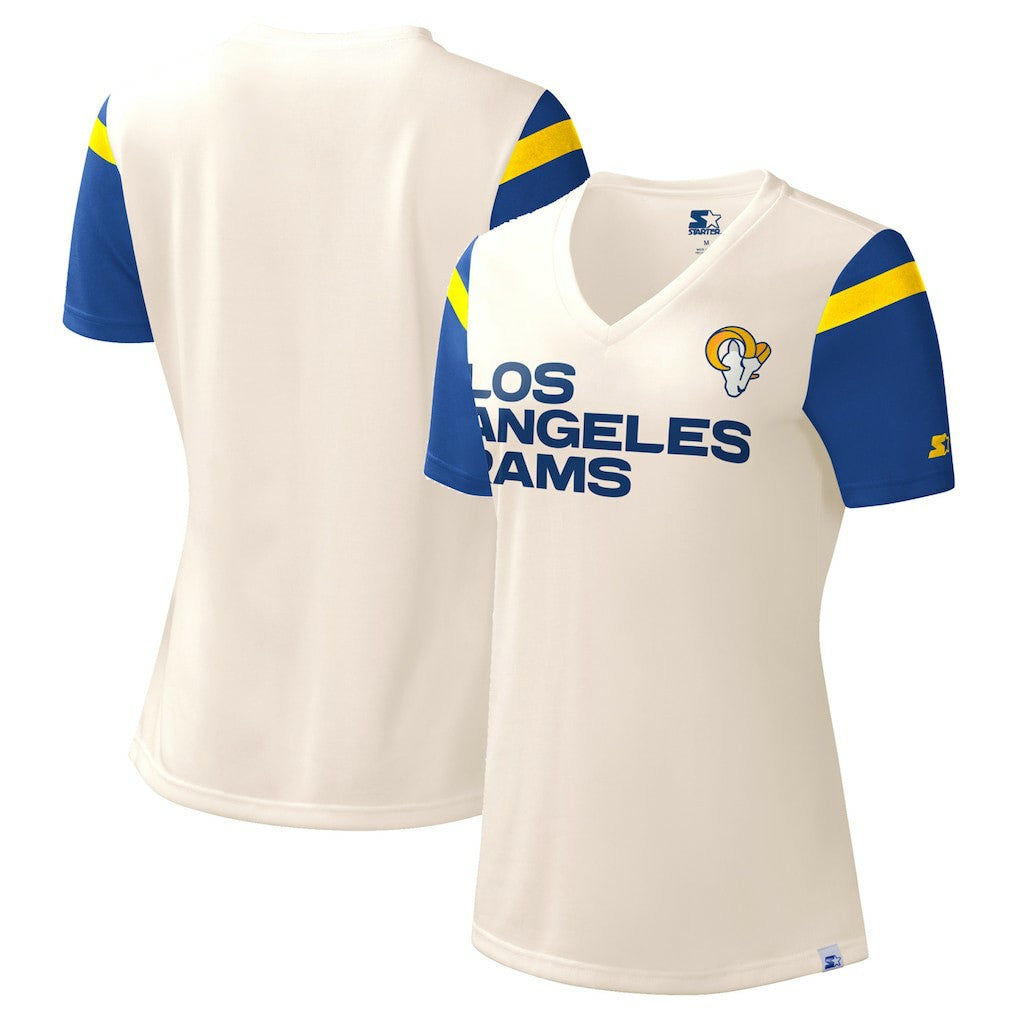 Los Angeles Rams Starter Women's Kick Start V-Neck T-Shirt - White cheap