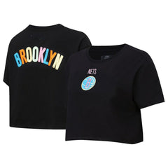 Brooklyn Nets Pro Standard Women's Washed Neon Cropped Boxy T-Shirt - Black on sale