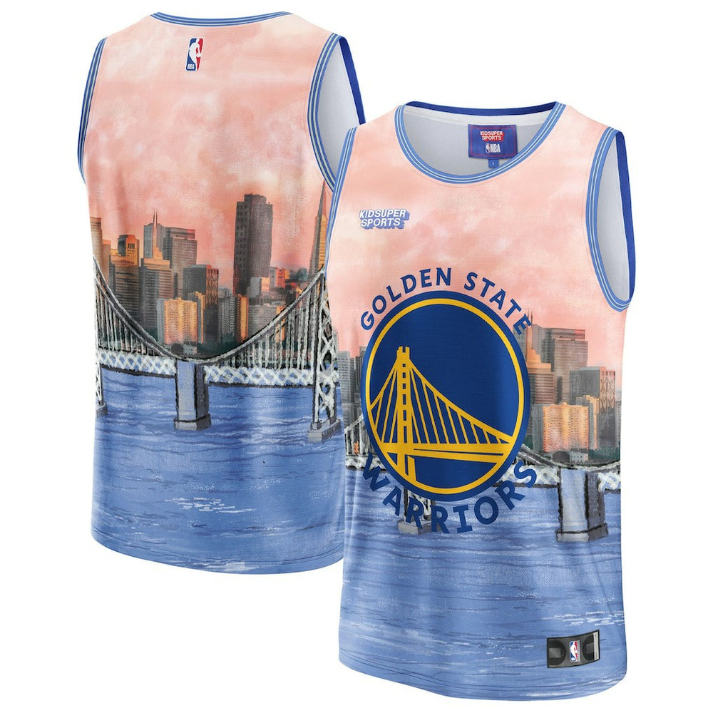 Golden State Warriors NBA & KidSuper Studios Unisex Hometown Jersey sale - Blue cheap