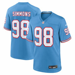 Jeffery Simmons Tennessee Titans Oilers Throwback Alternate Game Player Jersey - Light Blue outlet