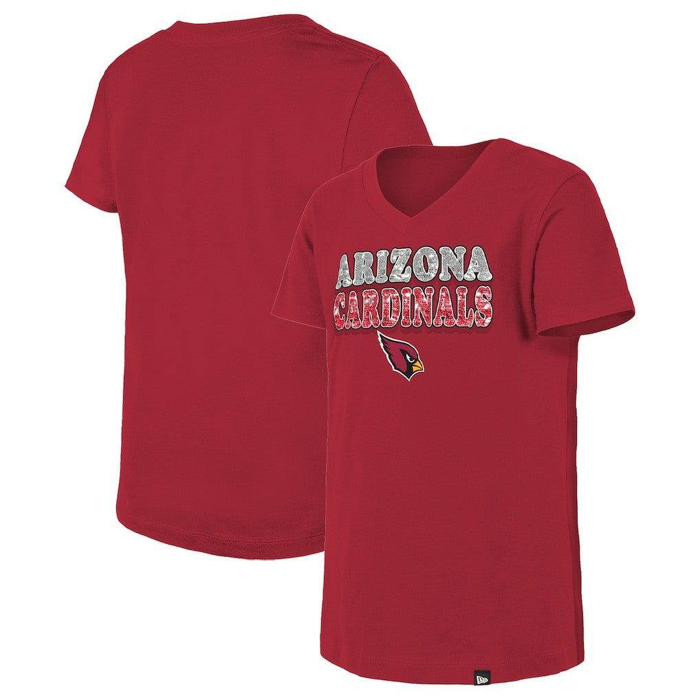 Arizona Cardinals New Era Girls Youth Reverse Sequin V-Neck T-Shirt - Cardinal online