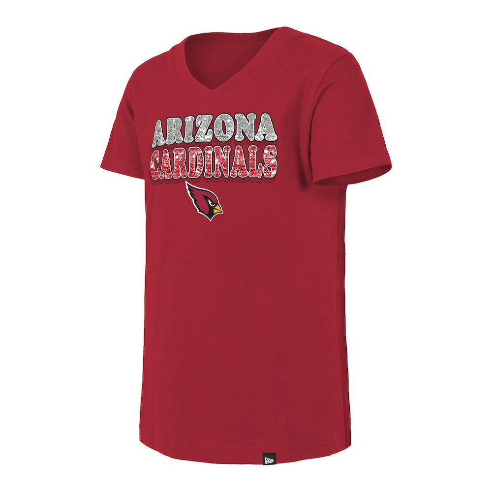 Arizona Cardinals New Era Girls Youth Reverse Sequin V-Neck T-Shirt - Cardinal online