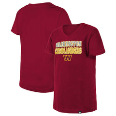 Washington Commanders New Era Girls Youth Reverse Sequin V-Neck T-Shirt - Burgundy outlet
