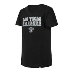 Las Vegas Raiders New Era Girls Youth Reverse Sequin V-Neck T-Shirt - Black for sale