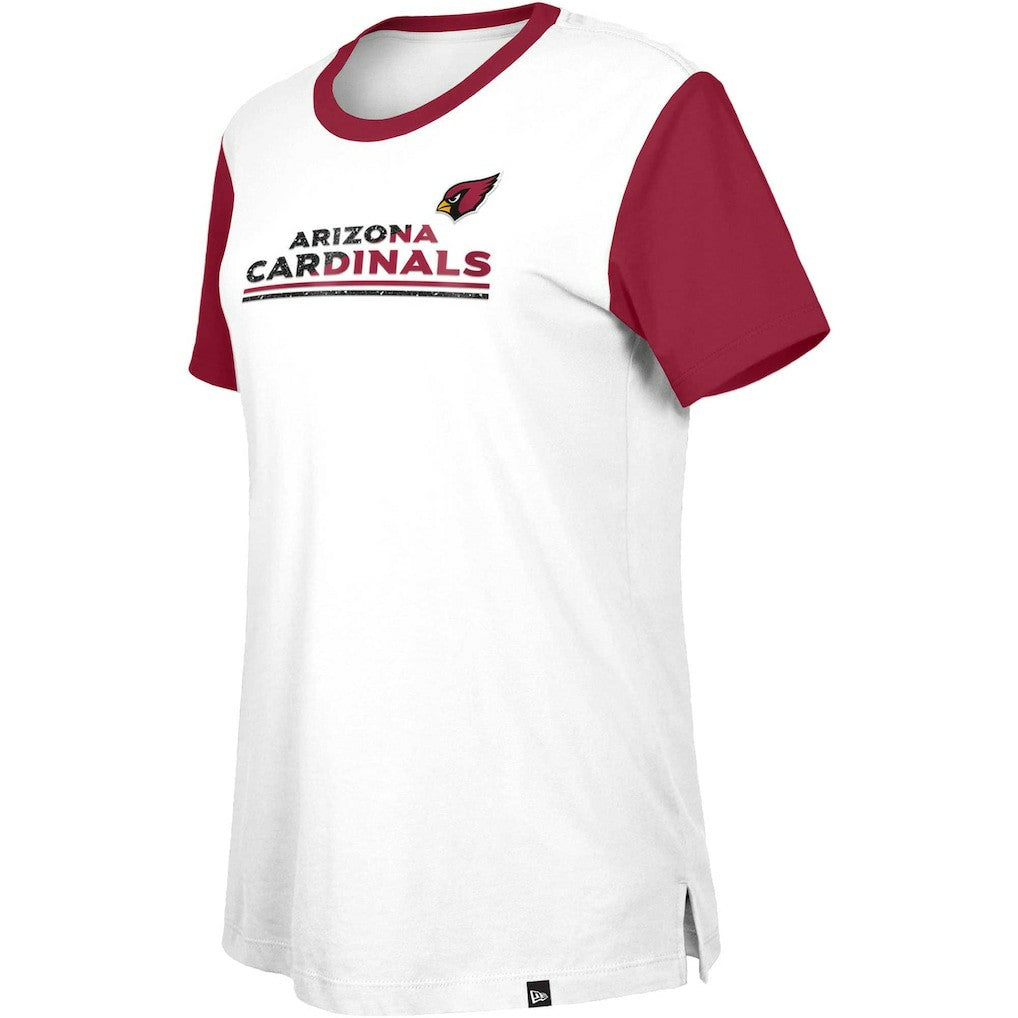 Arizona Cardinals New Era Women's Third Down Colorblock T-Shirt - White/Cardinal cheap