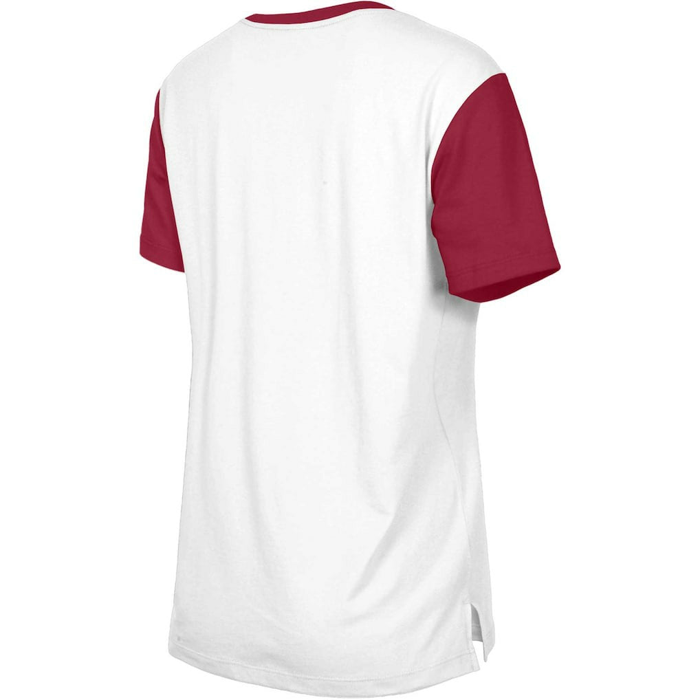 Arizona Cardinals New Era Women's Third Down Colorblock T-Shirt - White/Cardinal cheap
