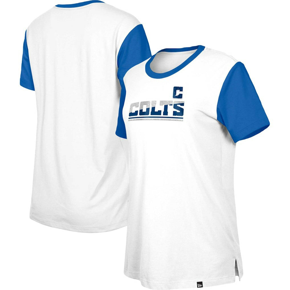 Indianapolis Colts New Era Women's Third Down Colorblock T-Shirt - White/Royal on sale