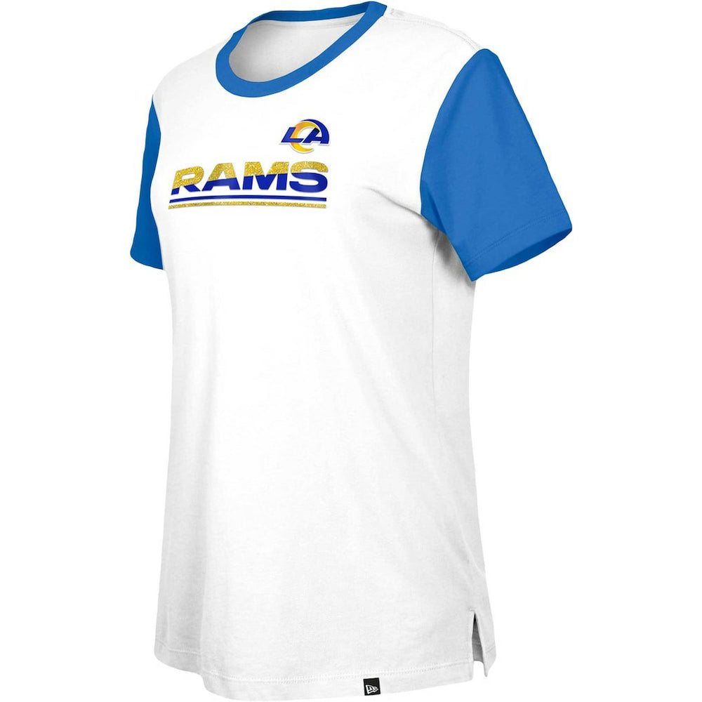Los Angeles Rams New Era Women's Third Down Colorblock T-Shirt - White/Royal discount