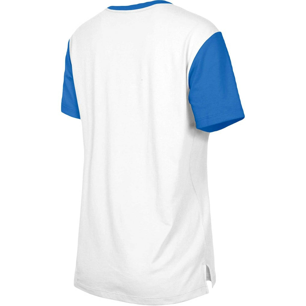 Los Angeles Rams New Era Women's Third Down Colorblock T-Shirt - White/Royal discount