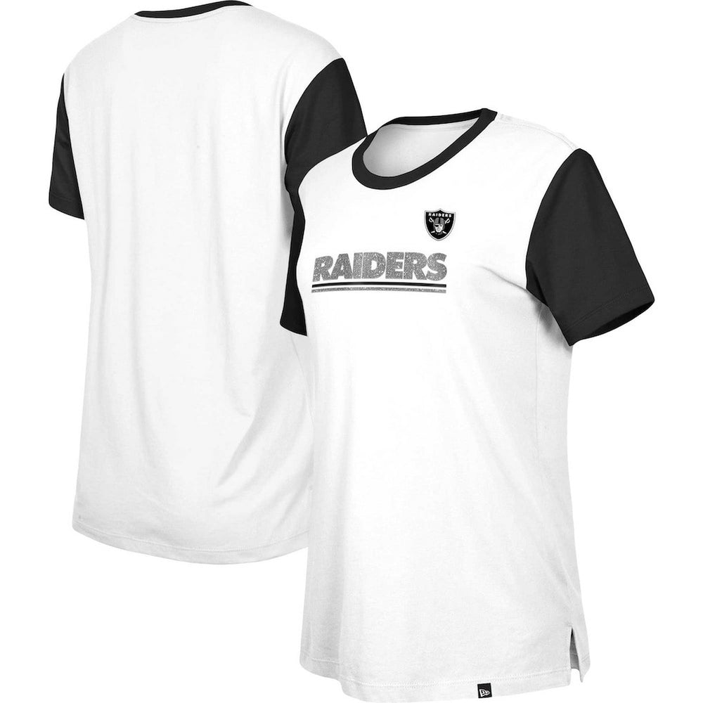 Las Vegas Raiders New Era Women's Third Down Colorblock T-Shirt - White/Black sale