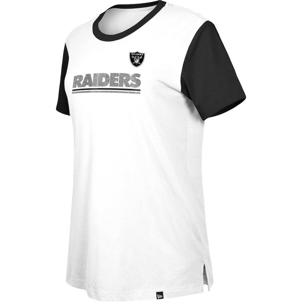Las Vegas Raiders New Era Women's Third Down Colorblock T-Shirt - White/Black sale
