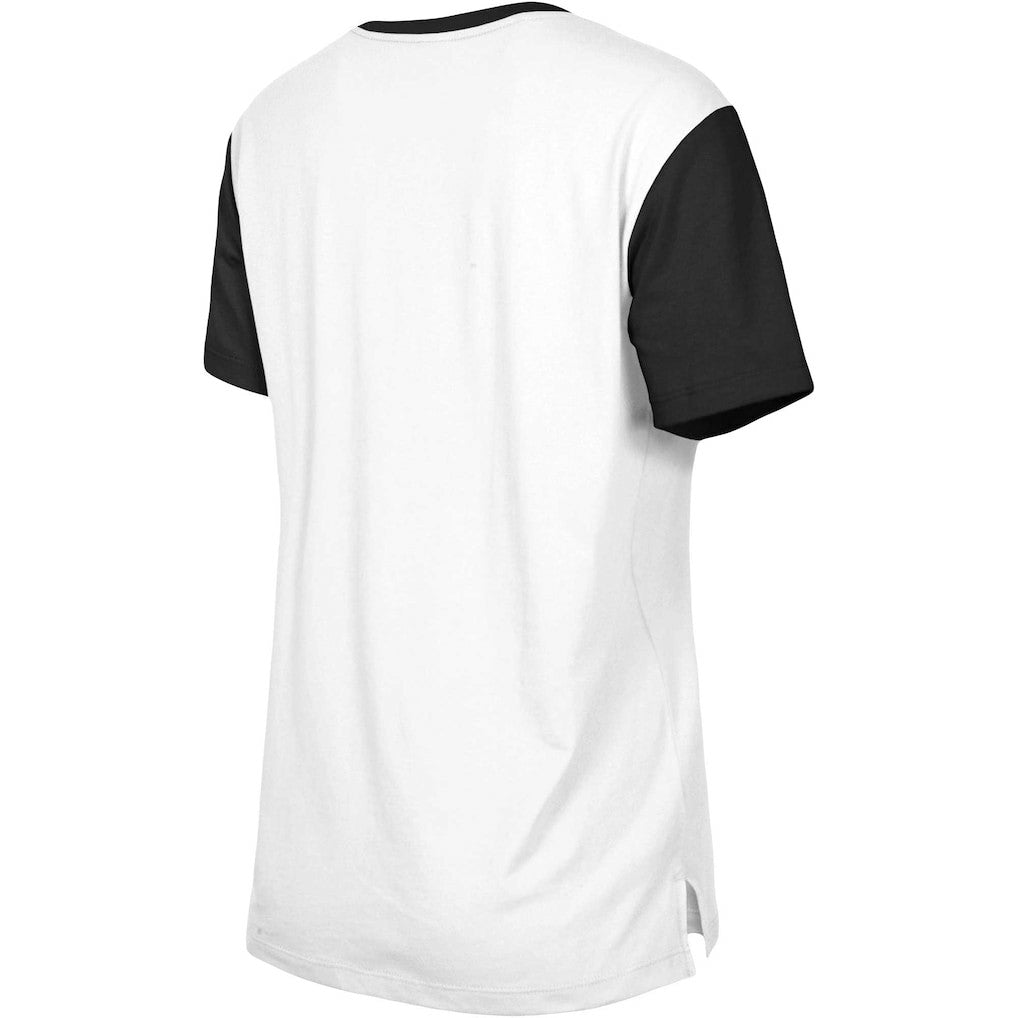 Las Vegas Raiders New Era Women's Third Down Colorblock T-Shirt - White/Black sale