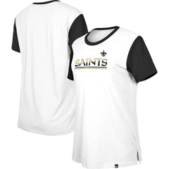 New Orleans Saints New Era Women's Third Down Colorblock T-Shirt - White/Black on sale