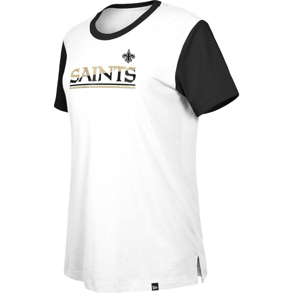 New Orleans Saints New Era Women's Third Down Colorblock T-Shirt - White/Black on sale
