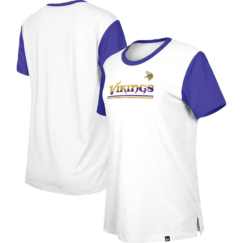 Minnesota Vikings New Era Women's Third Down Colorblock T-Shirt - White/Purple sale